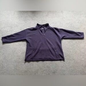 LL Bean Sweatshirt Navy Blue Quilted Mock Neck Quarter Snap 519933 Men’s 2XL